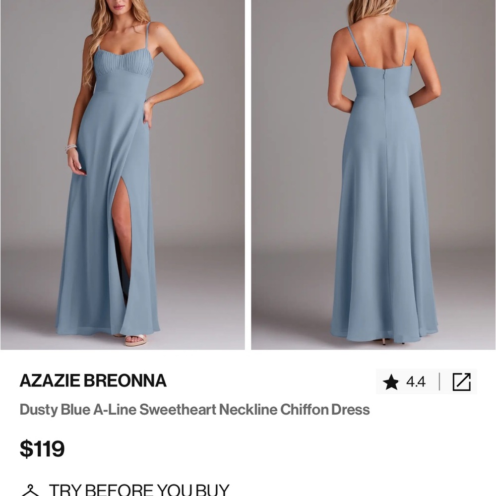 Azazie Breonna Dusty Blue Chiffon Dress